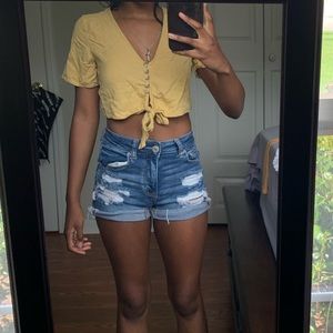 Pacsun ( la hearts ) Yellow Tie front Blouse